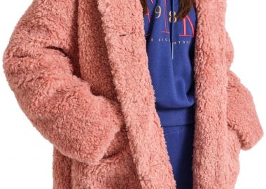 Παλτό Funky Buddha Loose Fit Faux Fur FBL010-123-01-DRY ROSE Γυναικείο - Funky Buddha - 