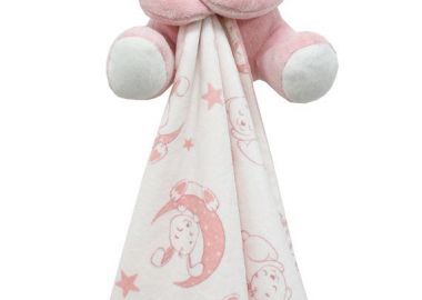 Πανάκι Παρηγορίας Fleece 30x30εκ. Με Λούτρινο Ζωάκι 20 εκ. Bunny 14 Pink Dimcol - DimCol - 