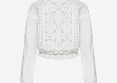 Paneled Long-Sleeved Baggy Top in White - Cutcuutur - 