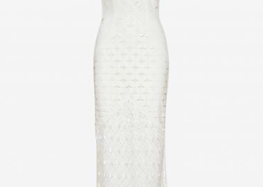 Paneled Maxi Dress in White - Cutcuutur - 