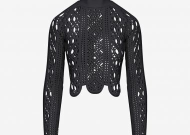 Paneled Turtleneck Long-Sleeved Top in Black - Cutcuutur - 