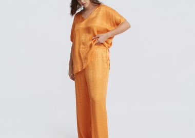 Παντελόνα βισκόζη με ανάγλυφη υφή - MAT FASHION - 