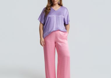 Παντελόνα βισκόζη με ανάγλυφη υφή - MAT FASHION - 