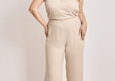 Παντελόνα chiffon αμπιγιέ με παγιέτα -  - 