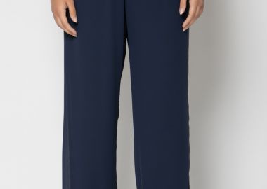 Παντελόνα διπλή από ζορζέτα σε μπλε χρώμα plus size -  - 