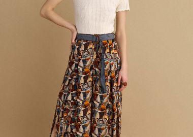 Παντελόνα εμπριμέ με denim ζώνη - 5206634942050 -  - 