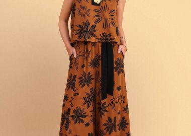 Παντελόνα εμπριμέ με ζώνη - 5206179096157 -  - 