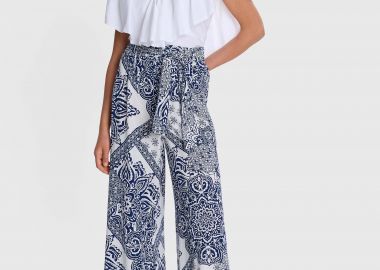 Παντελόνα εμπριμέ με ζώνη - 5206634950543 -  - 