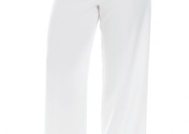 Παντελόνα κρεπ με λάστιχο πίσω σε λευκό χρώμα -  - 