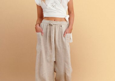 Παντελόνα λινή με ζώνη - 5206179130677 -  - 