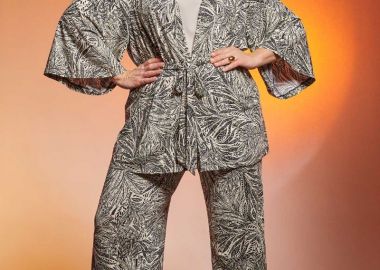 Παντελόνα με λάμψη εμπριμέ botanical -  - 