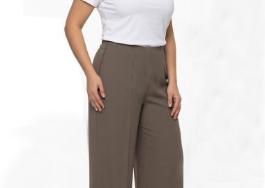 Παντελόνα με λάστιχο σε σοκολά χρώμα plus size -  - 