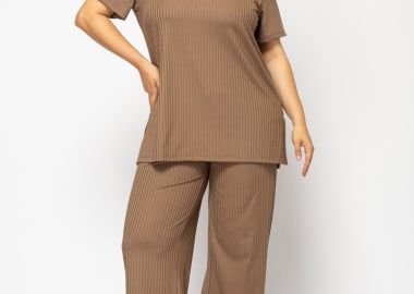 Παντελόνα ριμπ σε ίσια γραμμή plus size -  - 