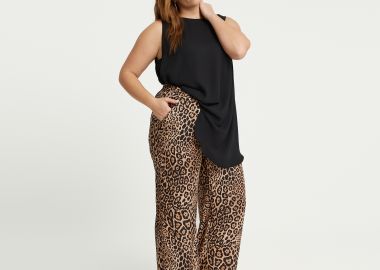 Παντελόνα σατέν με animal print μοτίβο - MAT FASHION - 