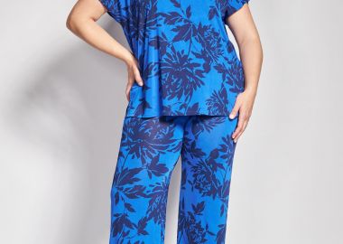 Παντελόνα σε botanical print με ελαστική μέση -  - 
