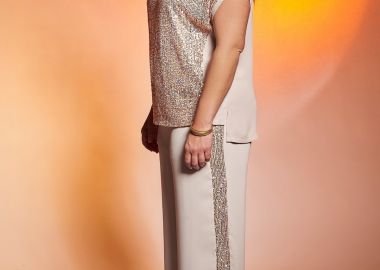 Παντελόνα σε Φαρδιά Γραμμή με Λεπτομέρεια Παγιέτας -  - 