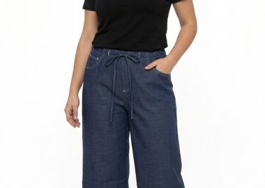 Παντελόνα tencel σε denim blue χρώμα -  - 