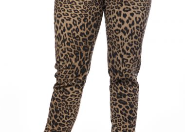Παντελόνι βαμβακερό με λάστιχο σε leopard χρώμα -  - 