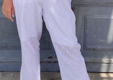 Παντελόνι broderie anglaise σε λευκό χρώμα -  - 
