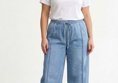 Παντελόνι cupro barrel σε denim light blue χρώμα -  - 