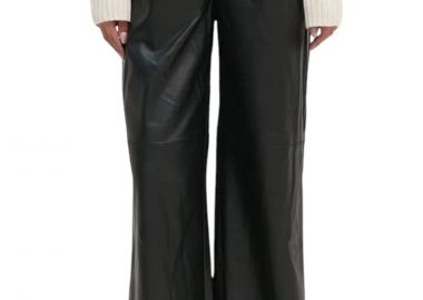 Παντελόνι Δερμάτινο DKNY Faux Leather Wide Leg DJ4P3039-BLK Γυναικείο - DKNY - 