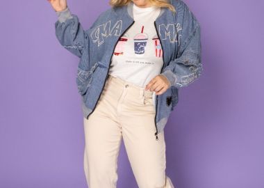 Παντελόνι Jean high-waist barrel σε εκρού χρώμα plus size -  - 