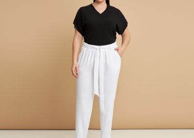 Παντελόνι jogger κρεπ airwashed με δέσιμο - MAT FASHION - 