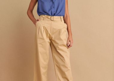 Παντελόνι καμπαρντίνα με πιέτες και ζώνη - 5206634906274 -  - 