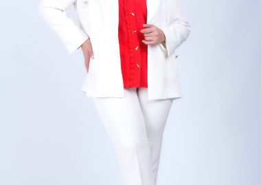 Παντελόνι κοστουμιού ανορθωτικό κρεπ με τσάκιση -  - 