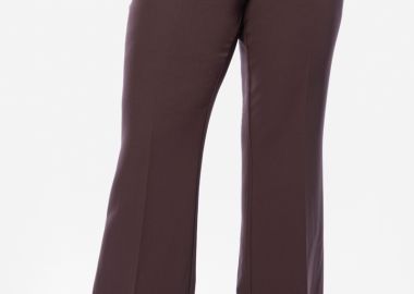 Παντελόνι κρεπ καμπάνα σε καφέ χρώμα -  - 