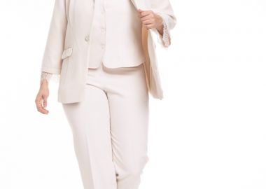 Παντελόνι κρεπ με λάστιχα στο πλάι σε άμμος χρώμα -  - 