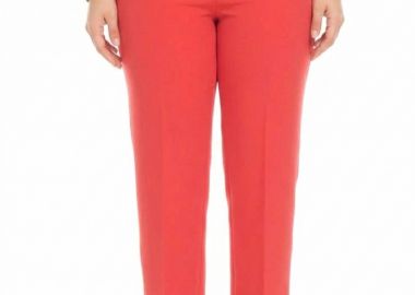 Παντελόνι κρεπ με λάστιχα στο πλάι σε κόκκινο χρώμα -  - 