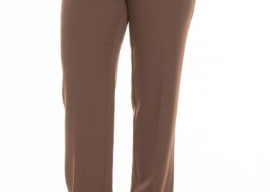 Παντελόνι κρεπ με λάστιχα στο πλάι σε σοκολά χρώμα -  - 
