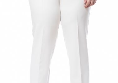 Παντελόνι κρεπ με λάστιχο στα πλαϊνά σε εκρού χρώμα -  - 