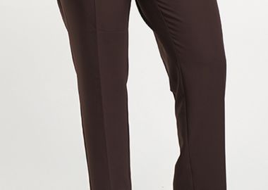 Παντελόνι κρεπ με λάστιχο στα πλαϊνά σε καφέ χρώμα -  - 