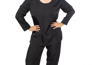 Παντελόνι κρεπ σατέν σε μαύρο χρώμα -  - 