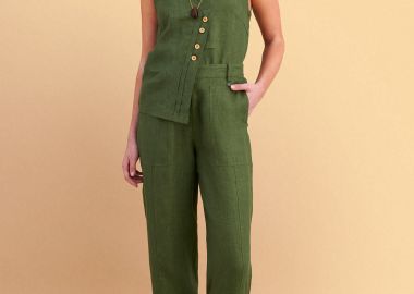 Παντελόνι λινό με λάστιχο πίσω - 5206179080415 -  - 