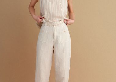 Παντελόνι λινό με ρεβέρ - 5206634945143 -  - 