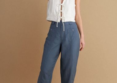 Παντελόνι λινό με ρεβέρ - 5206634945228 -  - 