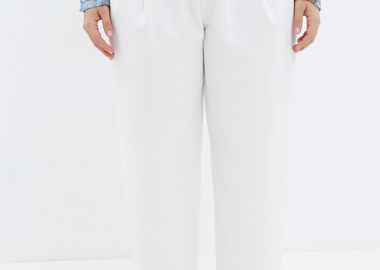 Παντελόνι με διπλές πιέτες σε εκρού χρώμα -  - 