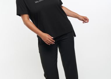 Παντελόνι με κρίκο στο τελείωμα σε μαύρο χρώμα -  - 