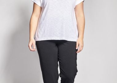 Παντελόνι με ρεβέρ σε ανάγλυφη υφή washed -  - 