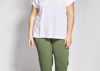 Παντελόνι με ρεβέρ σε ανάγλυφη υφή washed -  - 