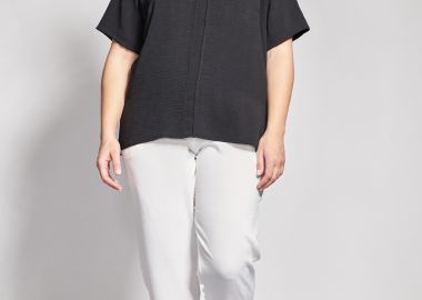 Παντελόνι με ρεβέρ σε ανάγλυφη υφή washed -  - 