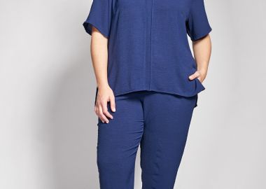 Παντελόνι με ρεβέρ σε ανάγλυφη υφή washed -  - 