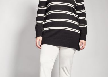 Παντελόνι punto με ρεβέρ και ελαστική μέση -  - 