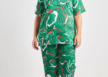 Παντελόνι σατέν εμπριμέ φλοράλ -  - 