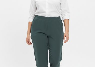 Παντελόνι scuba με ρεβέρ σε κυπαρισσί χρώμα -  - 