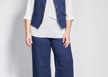 Παντελόνι σε linen look με φαρδιά μπατζάκια -  - 