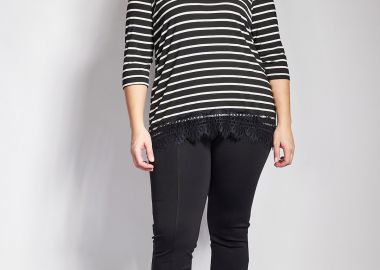 Παντελόνι slim punto με νερβίρ και κουμπί -  - 